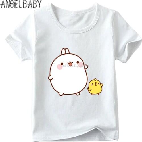 Kids Cartoon Molang and Piupiu Pattern T shirt Baby Boys/Girls Summer T-shirt Cute Rabbit Molang Bunny Funny Clothes,HKP5217