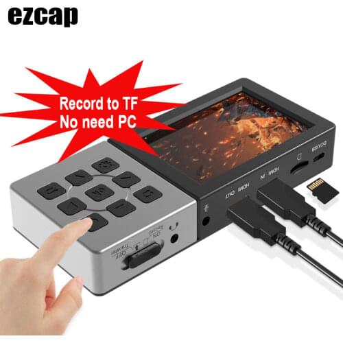 Ezcap 273 HD 1080P 60fps HDMI Video Capture Card Game Live Streaming Recording Box with Screen Playback Player Mic Input Audio