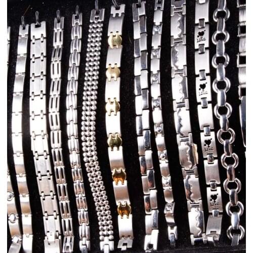 Batch sale 15 pieces / batch of hip hop handmade chain titanium steel stainless steel jewelry bracelet spot