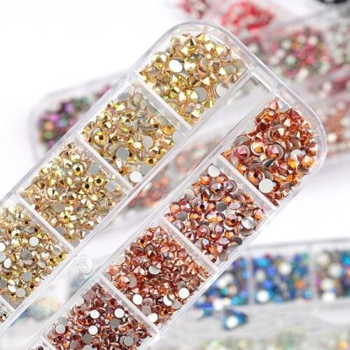 Hot sale Rhinestones on nails non hotfix wholesale new nail stones crystal set 12 box flatback stone for Nail Art Accessories