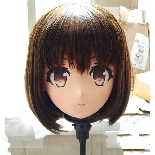 KM116) Handmade Female Resin Crossdress Pretty Girl 3/4 Head Lolita Doll Mask Japanese Anime Cosplay Kigurumi Mask Crossdresser