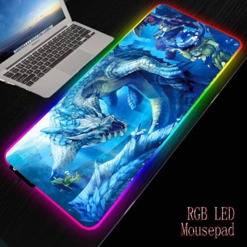MRGBEST Anime Monster Hunter Gaming Computer RGB Large Mouse Pad Gamer Mouse Carpet Big Mause Pad PC Desk Play Mat with Backlit