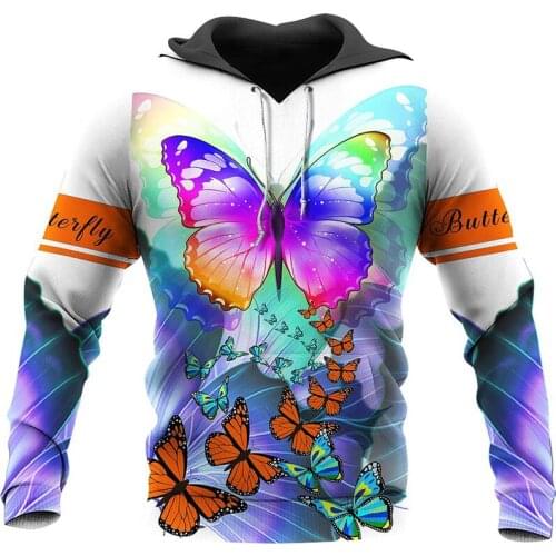 Beautiful butterfly 3D printing zipper shirt fashion Sweatshirt casual Street hip hop Hoodie-bbb