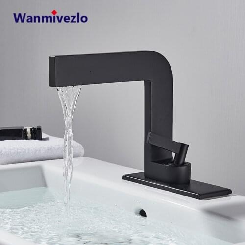 Matte Black Bathroom Basin Sink Faucet Hot Cold Water Single Handle Single Hole Mixer Tap Creative No7 Deck Mount Crane Torneira