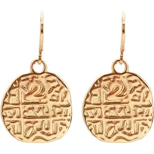 Minar Retro Mayan Relief Coin Drop Earring for Women Femme Ethnic Earrings Statement Anniversary Gifts Jewellery Hot Sale
