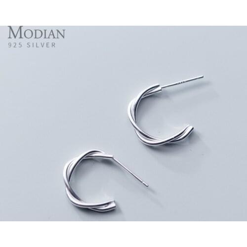 Modian New Arrival 925 Sterling Silver Geometric Design Small Stud Earrings for Women Fashion Earrings Fine Silver Jewelry
