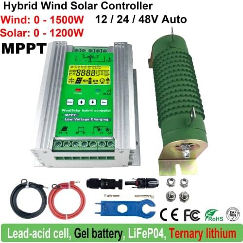 MPPT 900W 1400W Wind Solar Hybrid Charge Discharge Controller 12V 24V Battery Regulator 50A 60A 80A For AC DC Wind Turbine Solar