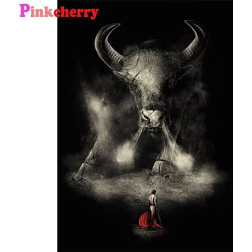2021 Gift 5d DIY Diamond Painting Matador Bull Fight Art Painting full square round diamond embroidery Animal mosaic diamond kit