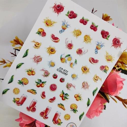 Summer Fruit Juice Orange Stickers for nails Design Self adhesive Nail Art Decoraciones Sliders Foil Manicure Accessories