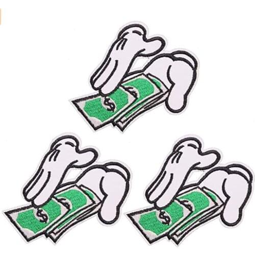 Iron on Patch for Clothes, 3pcs Counting Money Iron-on Patches for Vest/Jackets, Sew-on Appliques for Backpacks/Caps/Jeans
