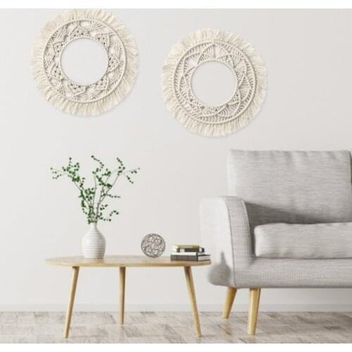 Nordic Boho Decor Home Decoration Cotton Rope Hand-woven Tapestry Round Ornaments Wall Decoration Soft Chic Circular Tapestry