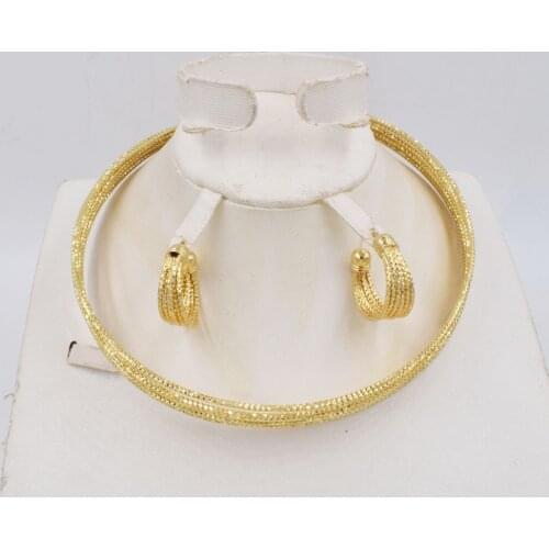 NEW High Quality Ltaly 750 Gold color Jewelry Set For Women african beads fashion necklace set earring jewelry
