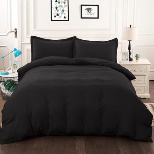 Solid Bedding Set Black Green Grey Color Duvet cover Quilt Cover Double Queen King Size Bedclothes 3PCS home textiles