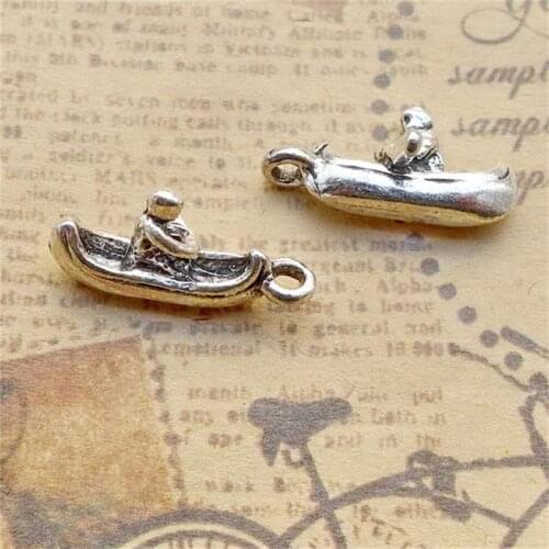 BULK 30pcs Zinc Alloy Antique Silver Plated Rowing Boat Charms fit Floating Charm Bracelet Wholesale Lots 18.6*8.8mm 1.3g