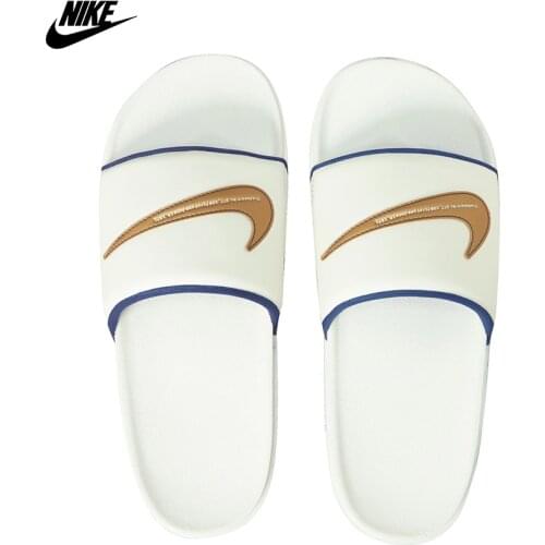 Original Nike Offcourt Slides 'Metallic Gold' Male White Beach & Pool Slippers DH8081-100
