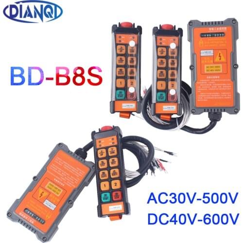 Industrial Remote Controller Switches Hoist Crane Control Lift Crane 1/2 transmitter+1 receiver BD-B8S AC30V-500V DC48V-600V