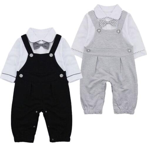 Retail Fashion 2017 Summer baby boy set Gentleman Clothes Baby Suits Kids tie Overalls Children suit Clothing Set