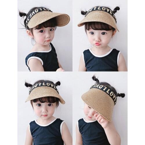Baby sun hat summer fashion children sun protection hat boys and girls empty top thin sun hat beach hat straw hat