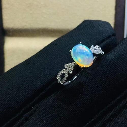 Natural and Real Opal Ring Fashion Ring for Women Real 925 Sterling Silver Charm Fine Jewelry
