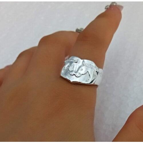 Hzew adjustable US SIZE 5.5-10 women man two love horse ring cuty sweetheart love horse rings for sweetheart Wedding ring