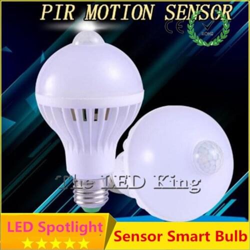 LED PIR Infrared Motion/Sound+Light Sensor Control E27 3w 5w 7w 9w 12w 15w automatic Smart Sensor White Lampada LED Bulb light