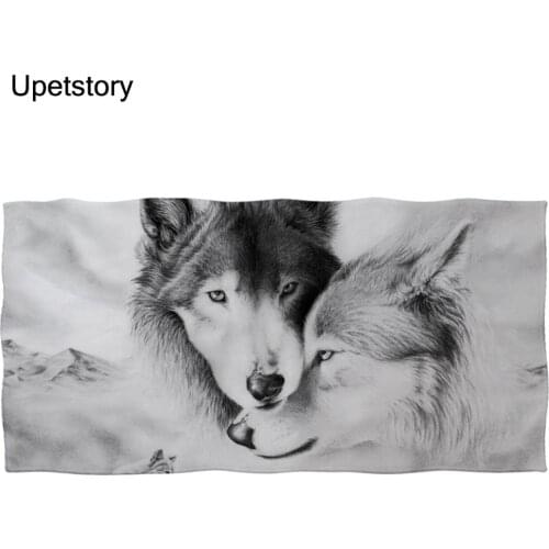 Upetstory 3d Animal Wolf Print Beach Towel for Adult Kids Soft Microfiber Bath Towel Quick-Dry Hand/face Shower Towel Blanket
