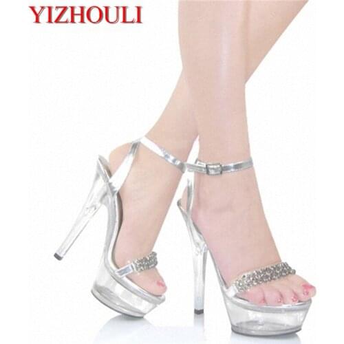 Gorgeous fashion bride wedding shoe 15 centimeters high heel sandals, followed by drilling holes and sexy womens shoes