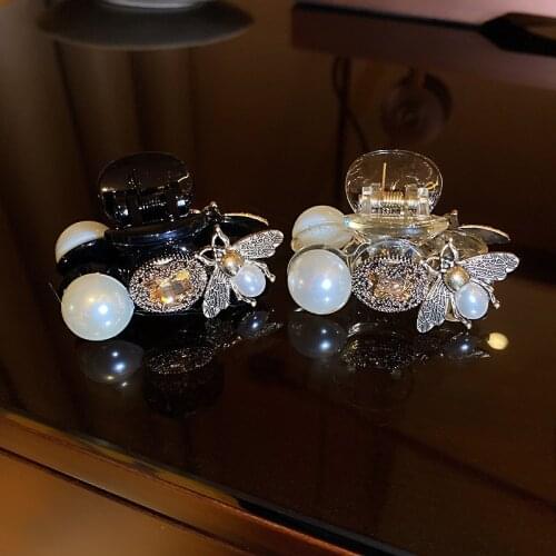 Gem Bee Pearl Hair Claws Hairgrips Headwear Classic Golden Bee Pearl Rhinestone Hairpins Hair Crabs Headdress Present Wholesale