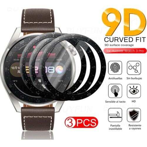 3PCS 9D Curved Soft Fiber Protective Glass For Huawei Watch 3 Pro Watch3 3Pro Smartwatch Screen Protector Film Cover Accessories