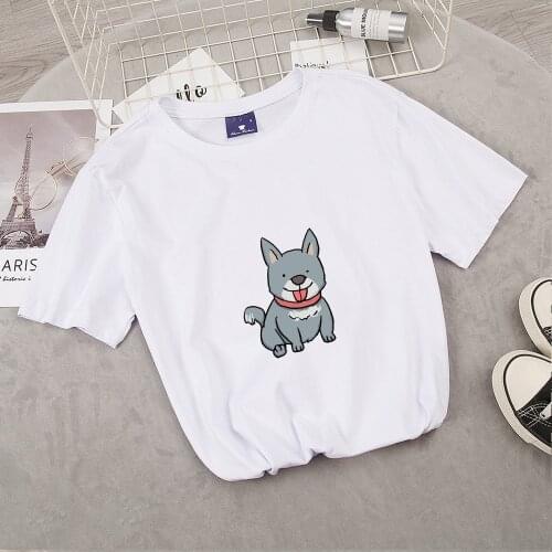 High Quality Women T-shirt Ladies Oversized Aesthetic T Shirt Shiba Inu Dog Print T-shirt Girls Short Sleeve Streetwear Tees