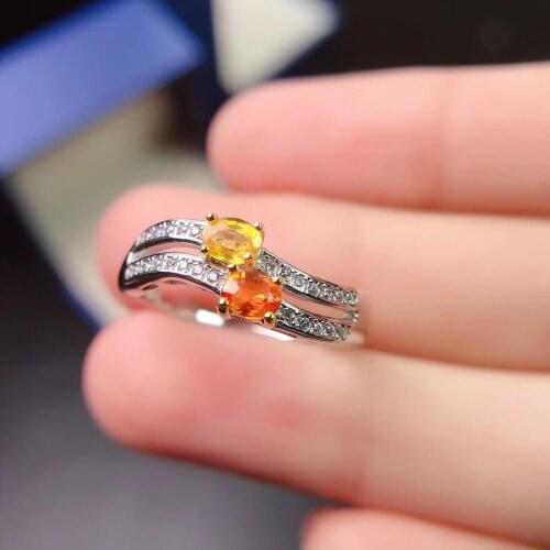 Natural color sapphire ring 925 silver womens ring simple atmosphere and long flowing style