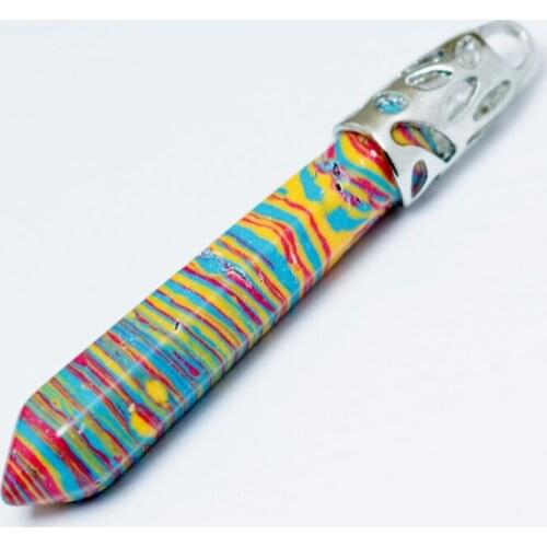 1pcs Stripe color Bullet Shape Natural Stone Real glass Necklaces Crystal Quartz Pendant Necklace For Female