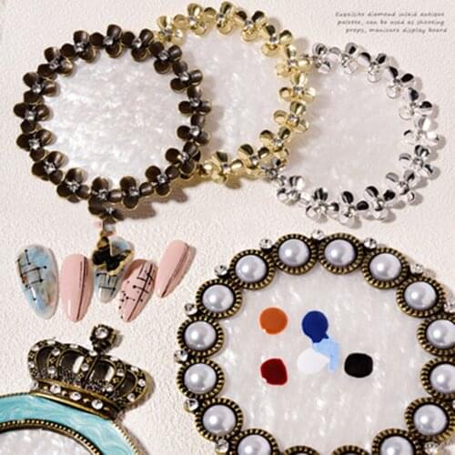 1 Pcs Hot Models Photo Props Pearl Display Frame Palette New Retro Flower Nail Plate Display Board Nail Art Tools