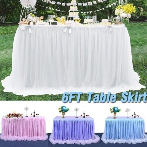 Table Skirt Wedding Party Tutu Tulle Tableware Cloth Birthday Banquet Home Decor