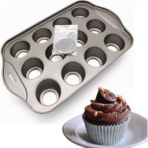 12 Holes Mini Muffin Cupcake Cake Mold Tray Bakeware Cupcake Pan with Removable Bottom Kitchen Pastry Baking Accessories