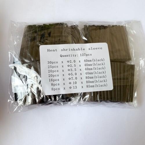 127pcs cable sleeve electronic component DIY connector repair heat shrink tube combination 7 specifications black