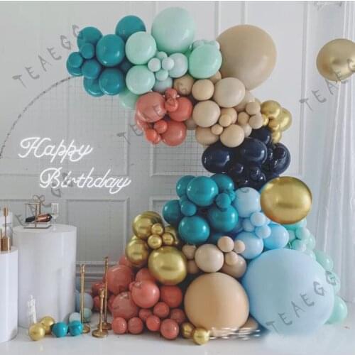 171Pcs Baby Shower Boy Happy Birthday Party Balloon Garland Decoration Macaron Tiffany Blue Retro Pink Ballon Wedding Decoration