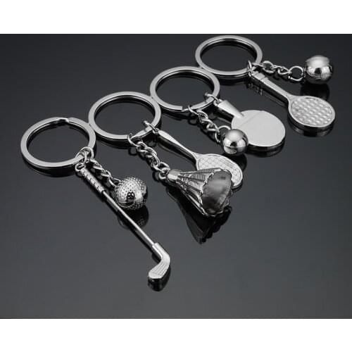 2018 Fashion Golf keychain Sport badminton Ping pong Keychain Car keyrings Womens bags Decoration Accessories Pendants Jewelry