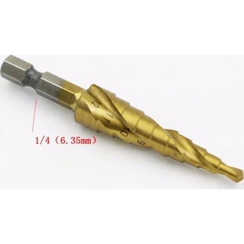 4-12 HSS 4241 Steel Spiral Grooved Step Drill Bits Step Cone Cutting Tools Steel Woodworking Metal Drill