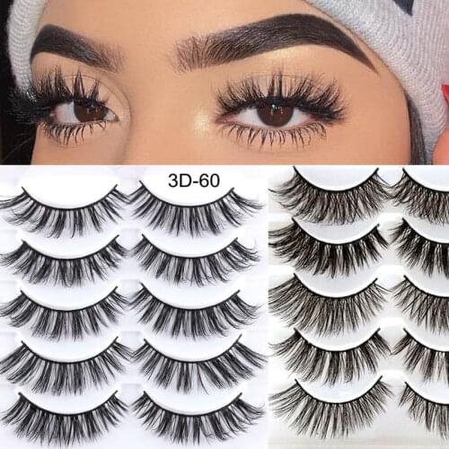 5 Pairs Mink Lashes 3D Faux Mink Hair False Eyelashes Natural Long Curly Lashes Wispy Fluffy Thick Eye Lashes Extension Makeup