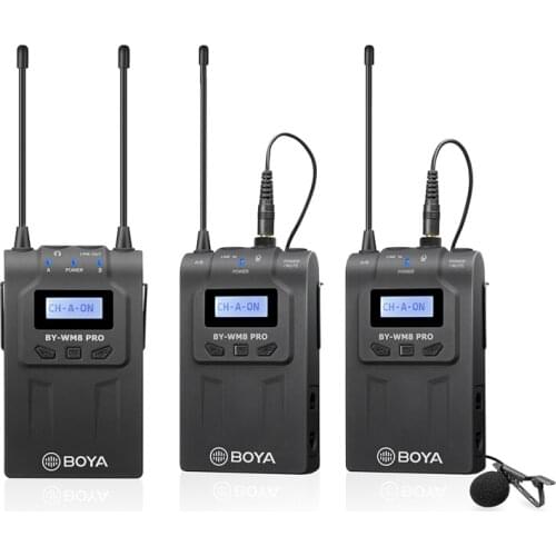BOYA BY-WM8 Pro-K2 UHF Wireless Dual-Channel Lavalier Microphone System for DSLR Camera Camcorder Smartphone Interview ENG EFP