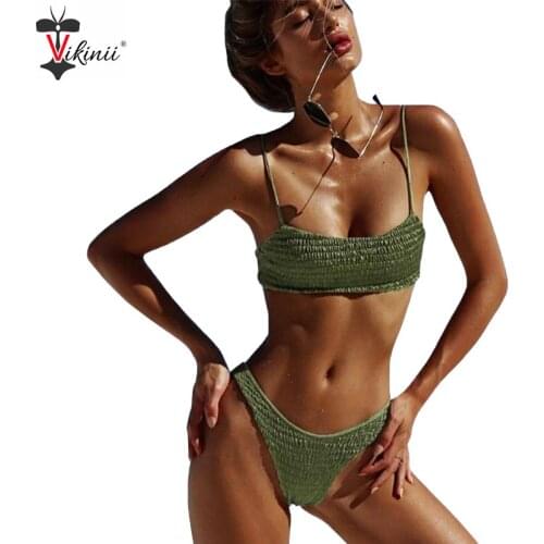 Bikini 2018 Yellow Brazilian Thong Bikinis Women Swimsuit Sexy Green Bandeau Swimwear Women Triangle Bikini Girls Biquini