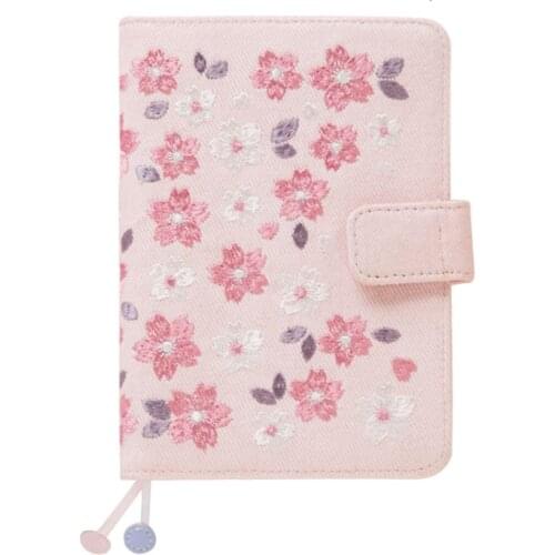 Romantic Japanese Sakura Handbook Inner Page Cloth Embroidery Schedule Ancient Notebook Female Birthday A6