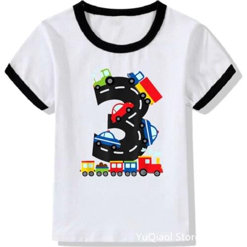 Childrens Birthday Gift T Shirt Number 3 6 7 8 9 10 11 Cartoon Truck Print Tshirt Funny Kids Halloween Shirt Customized T-Shirt