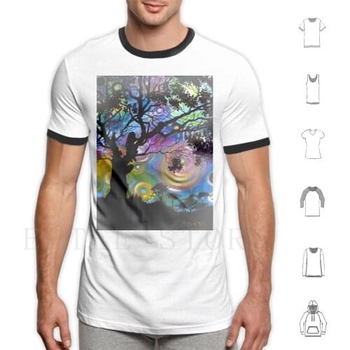 Tree With A View T Shirt Print Cotton Spirals Cosmic Cosmos Art The Universe Cherie Roe Dirksen Girls Cat Tree Silhouette