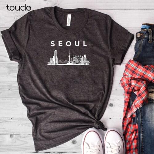 Seoul South Korea Skyline Shirt Korean Shirt 2019 Brand T Shirt Men Fashion Pure Cotton Round Collar Men Custom T Shirts
