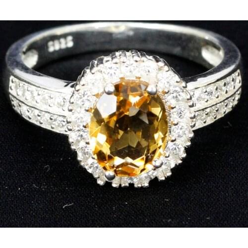 13x12mm Jazaz Luxury 4.1g Real Tanzanite Golden Citrine Pink Sapphire Blue Sapphire Ruby CZ 925 Solid Sterling Silver Rings