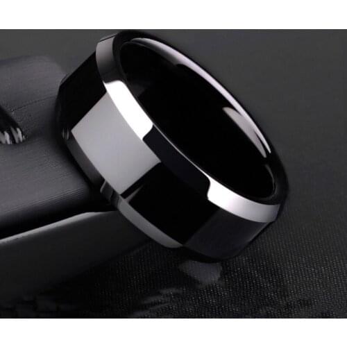 New Design 8mm Width Black Titanium Stainless Ring For Women Men High Quality Couple Ring Wedding Jewelry