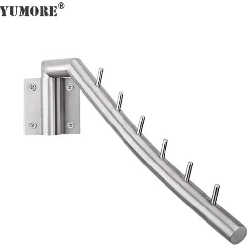 YUMORE Bathroom Towels Hook Stainless Steel Robe Hook Wall Mounted Decorate Clothes Hook Hangers 180 Degree Rotating Coat Rack