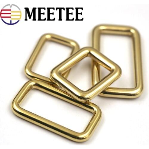 5pcs Pure Brass Square Buckle Seamless Package Link Rectangle Copper Luggage Diy Hardware Accessories Adjustment Ring BD003